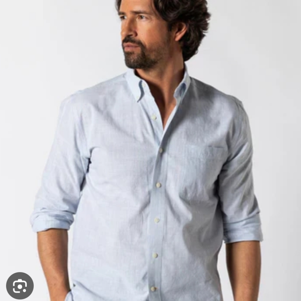 NWT Mens Duck Head Cotton Slub Sport Shirt | Donovan Stripe | Light Blue